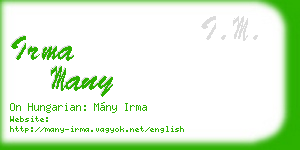 irma many business card
